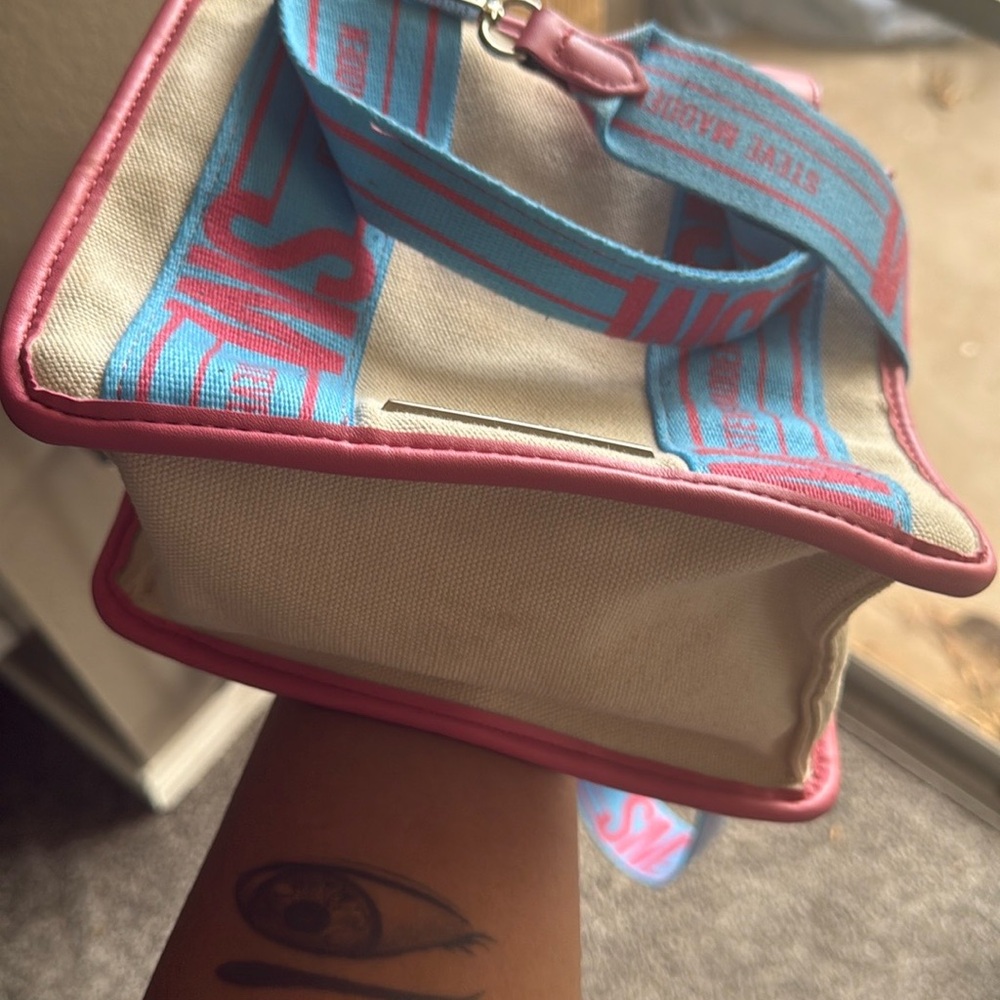 Stylish Pink and Blue Canvas Tote Bag